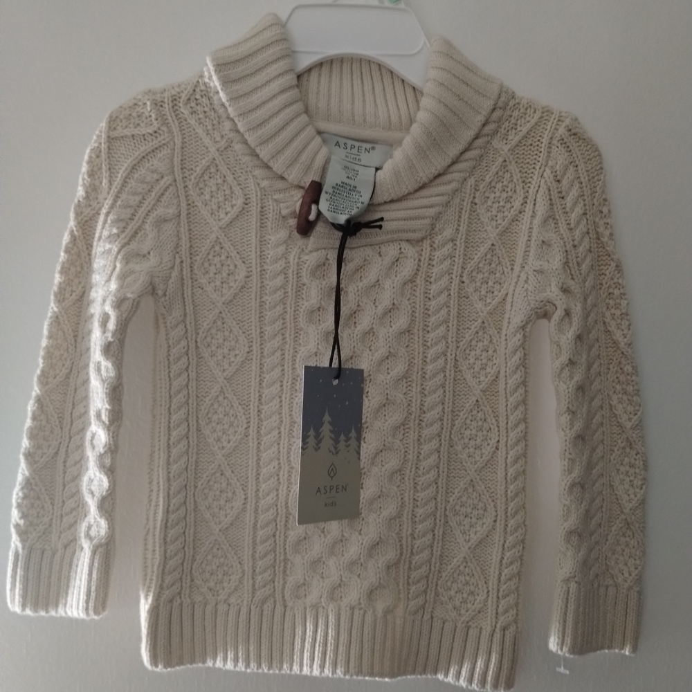 Aspen Kids Cream Cable Knit Sweater